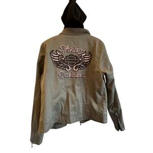 Vintage Y2K Harley Davidson Mechanic Canvas Jacket Grape Leaf Color
